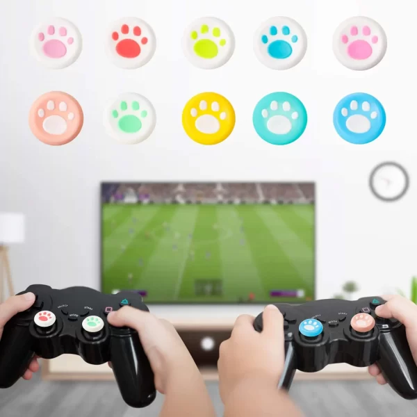 New PS5 PS4 Xbox One Thumb Stick Grips Cute Cat Claw Silicone JoyStick Cover Pack 2, for Sony PlayStation 2 3 4 5 Xbox One S Elite Series X/S Controllers, Kawaii Non-Slip Rubber Thumbstick Caps Accessories - Image 3