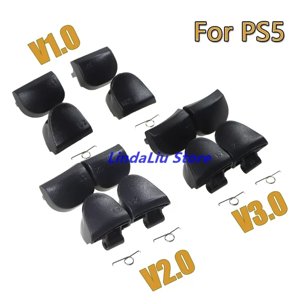 PS5 Controller V1 V2 V3 Trigger Replacement L1 R1 L2 R2 Button + Springs Kit, for Sony PlayStation 5 BDM-010 BDM-020 BDM-030 Wireless Controllers, Black Left / Right Shoulder Buttons Triggers Repair Spare Parts