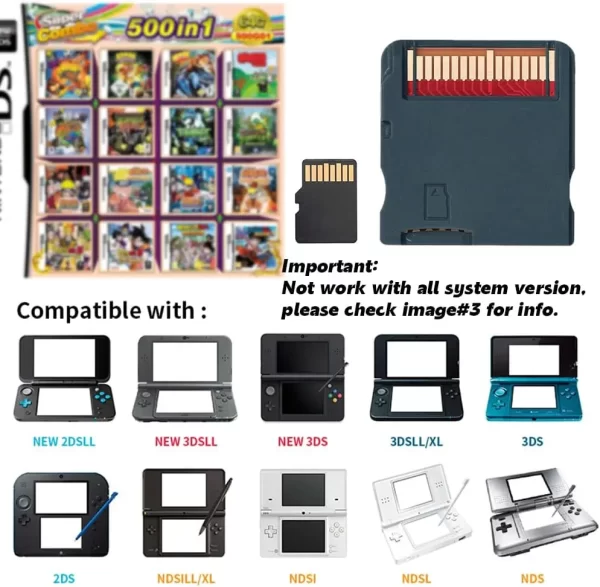 New 3DS NDS 500 / 520 in 1 Game Cartridge Card Classic Retro Nostalgic Games Combo Pack English Version, Compatible with Nintendo DS DSi NDSi 2DS 3DS New 3DS 2DS 3DS XL LL, Support Dual Screen Handheld Console Accessories - Image 6
