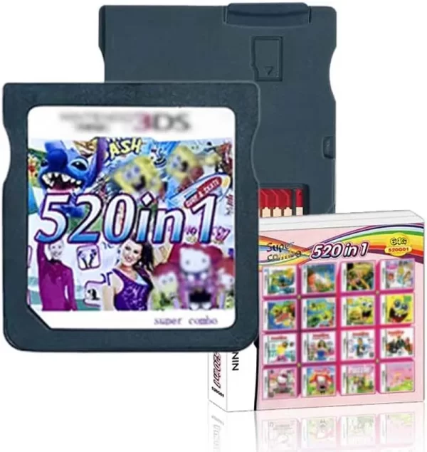 New 3DS NDS 500 / 520 in 1 Game Cartridge Card Classic Retro Nostalgic Games Combo Pack English Version, Compatible with Nintendo DS DSi NDSi 2DS 3DS New 3DS 2DS 3DS XL LL, Support Dual Screen Handheld Console Accessories - Image 2