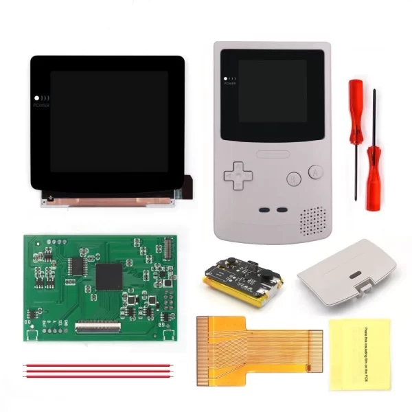 GBC IPS Q5 Laminated LCD Screen Mod Kit + Customized Pre-Cut Housing Case Shells Set + 1500mAh Rechargeable Lithium Battery Pack w/ Glass Lens, High Brightness 20 Level Desaturation Adjustable Desaturation OSD Menu Full Set - Image 6