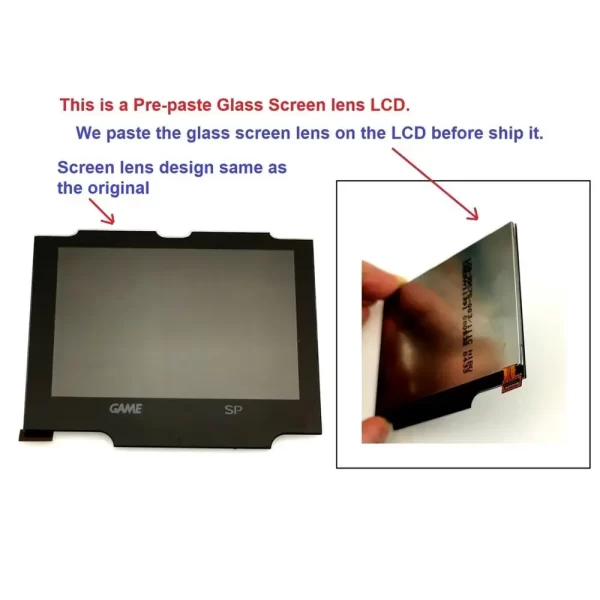 GBA SP IPS V2 LCD Backlight Screen Mod Kit + Pre-Cut Housing Case Shell Set Replacement, for Nintendo GameBoy Advance SP Handheld Console AGS-001 & 101, Retro 4 Pixel to 1 High-Brightness 10 Levels Red Glass Lens Accessories - Image 2