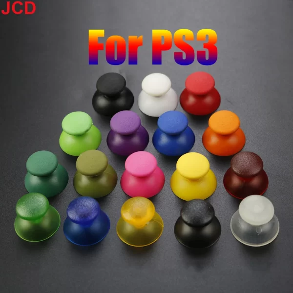 New PS3 Controller Thumbstick Replacement Multi-Color Clear Joy Stick Cap, for Playstation 3 Dualshock Wirless & Wired Controllers, Custom DIY Transparent Non-Slip Analog Thumb Stick Mushroom Hat Cover Spare Parts Accessories