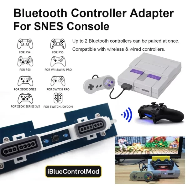 Brand New US SNES Bluetooth Controller Adapter Internal Wireless Chip Module Mod Kit Replacement Compatible with Sony S3 PS4 PS5 Nintendo Switch Wii U Joy-con Xbox One Series S/X Dual Wireless & Wired Controllers Accessories