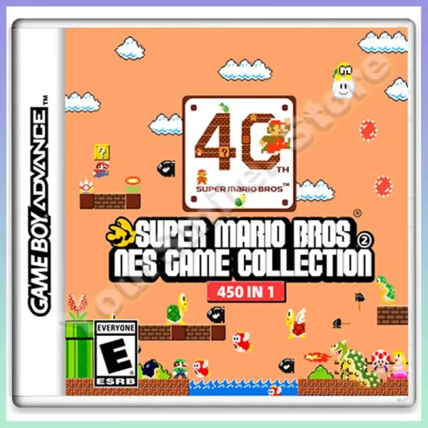 New GBA Game Cartridge Card Super Mario 40th Anniversary Edition 420 / 450 In 1 NES Games Collection Gifts Toys, for Nintendo Gameboy Advance GBA SP, Micro GBM, DS NDS, DS Lite NDSL Handheld Game Consoles Accessories