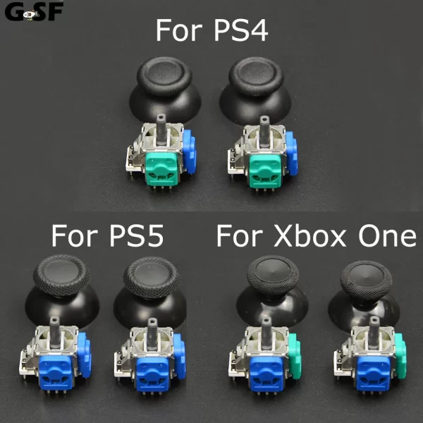 New Xbox One PS5 PS4 Controller Analog Joystick Sensor Module / Black Thumbstick Replacement, for Playstation 5 4 DualSense Xbox One Wireless Controllers, 3D Rocker & Thumb Stick Mushroom Caps Cover 2 Pairs Set Spare Parts