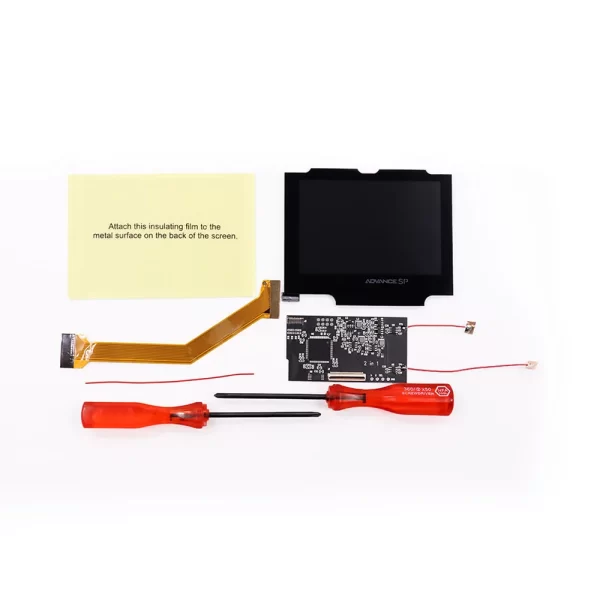 GBA SP IPS V2 backlight LCD 3.2" Screen Display Mod Kit Replacement, for Gamboy Advance SP AGS-101 AGS-001 Handheld Game Console, Color Change 10 Levels Brightness Adjustment + Pre-Cut Housing Case Glass Lens Full Set - Image 2