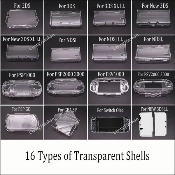 New 3DS XL LL Clear Protective Hard Case Crystal Clamshell, for Sony PlayStation Portable PSP Go Vita 1000 2000 3000 Nintendo DSi NDSL NDSi New3DS 3DS XL / LL Switch OLED Joy-Con, Transparent Housing Shell Covers Accessories
