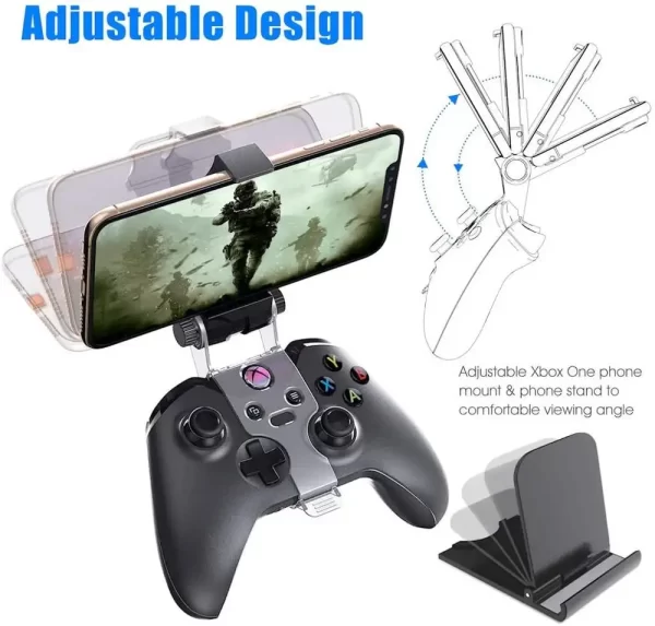 Xbox One S X Elite Controller Phone Holder Clamp iPhone 15 16 Pro Max Mount, for Xbox One Slim S/X Series 2 Wirless Controllers, 2-in-1 Foldable Adjustable Mobile Phones Clip Stand Bracket New - Image 3