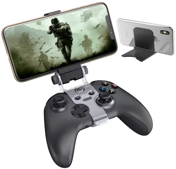 Xbox One S X Elite Controller Phone Holder Clamp iPhone 15 16 Pro Max Mount, for Xbox One Slim S/X Series 2 Wirless Controllers, 2-in-1 Foldable Adjustable Mobile Phones Clip Stand Bracket New