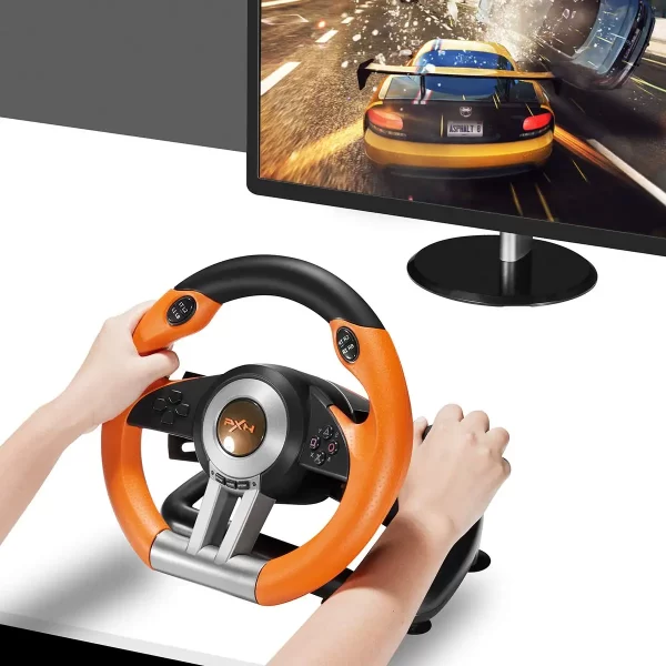 Xbox PS3 PS4 Driving Racing Wheel with Pedals V3 Pro Dual Shock, for PlayStation 3 4 Xbox One 360 Nintendo Switch Consoles, Universal Windows PC TV Phone Emulator Gaming Steering Volante Wheel - Image 2