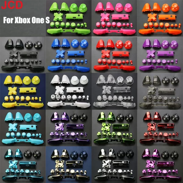 Xbox One S Slim Controller Buttons Replacement Colorful Full Set, New DIY Plastic Chrome ABXY / D-Pad / Thumbsticks / JoyStick Caps / L R Triggers / Thumb Grips / Front Cover Plates Accessories