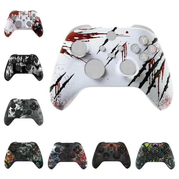 Amazing Xbox Series X S Controller Front Cover Shell Custom Top Faceplate Replacement, for Xbox Core X/S Wireless Controllers, Horror Game / Movie Theme Housing Covers Plates + Open Tool + Screws