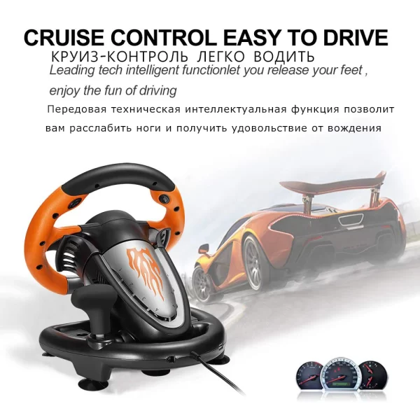 Xbox PS3 PS4 Driving Racing Wheel with Pedals V3 Pro Dual Shock, for PlayStation 3 4 Xbox One 360 Nintendo Switch Consoles, Universal Windows PC TV Phone Emulator Gaming Steering Volante Wheel - Image 4