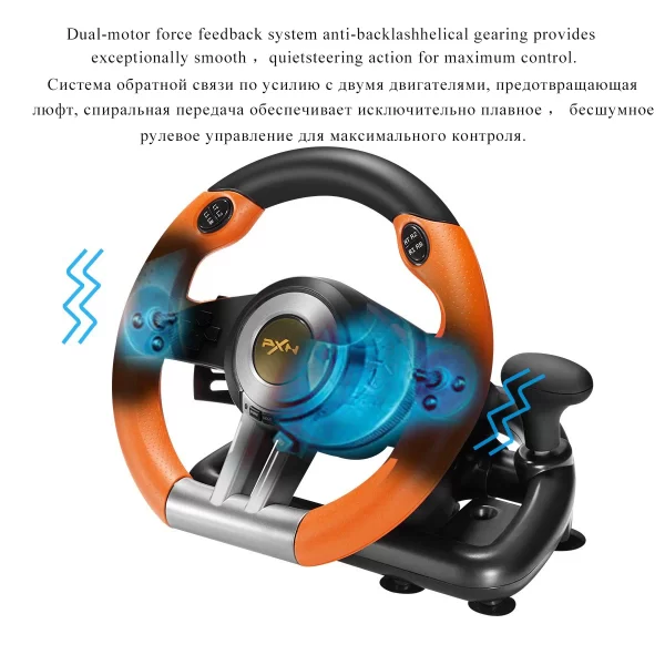 Xbox PS3 PS4 Driving Racing Wheel with Pedals V3 Pro Dual Shock, for PlayStation 3 4 Xbox One 360 Nintendo Switch Consoles, Universal Windows PC TV Phone Emulator Gaming Steering Volante Wheel - Image 3